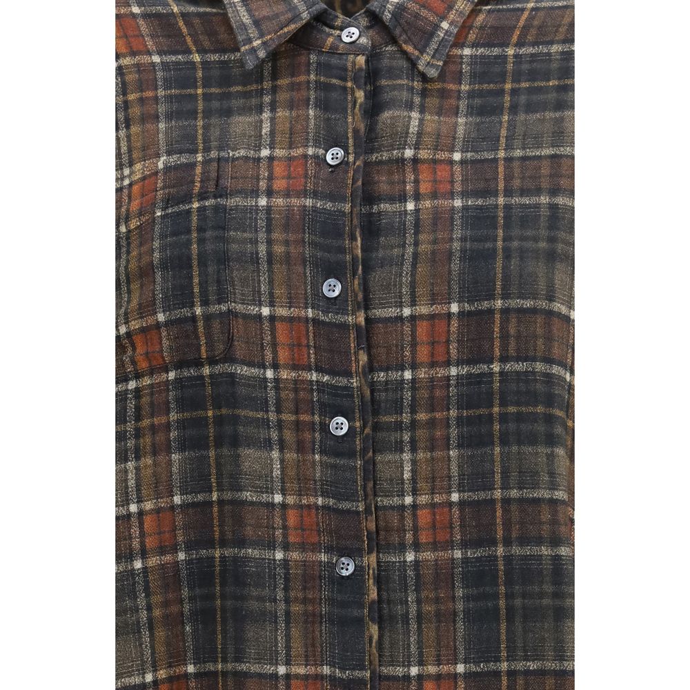 R13 Women's Regular Fit Cotton Shirt - Multicolor Pearl Patterned