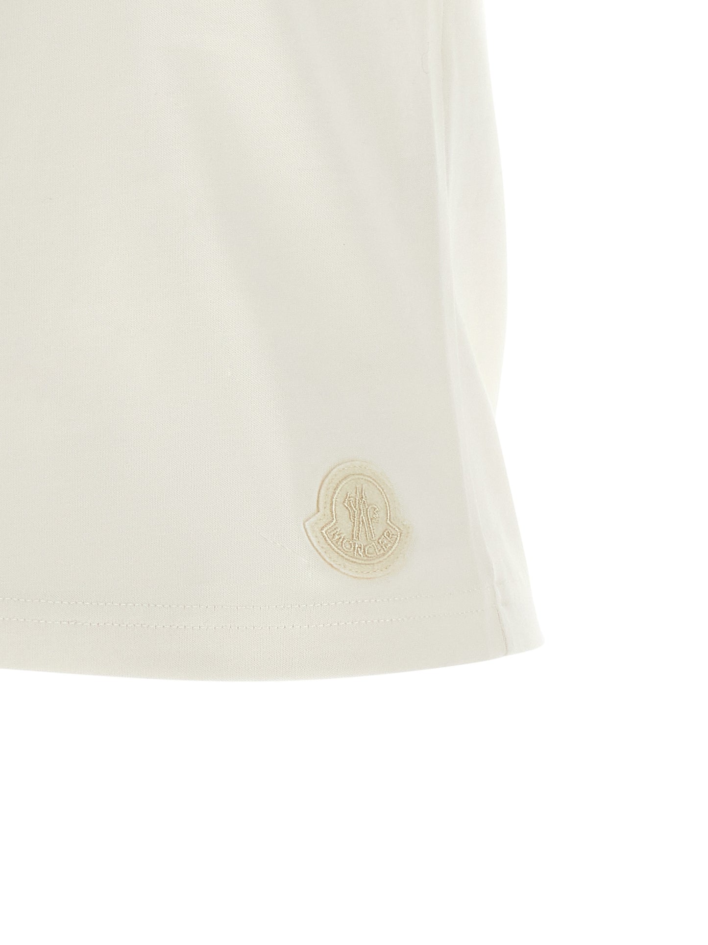 T-Shirt by Moncler for women in cotton black, cream, white & print showcases a unassuming silhouette, artfully detailed with a refined and unassuming for a sophisticated, contemporary look.