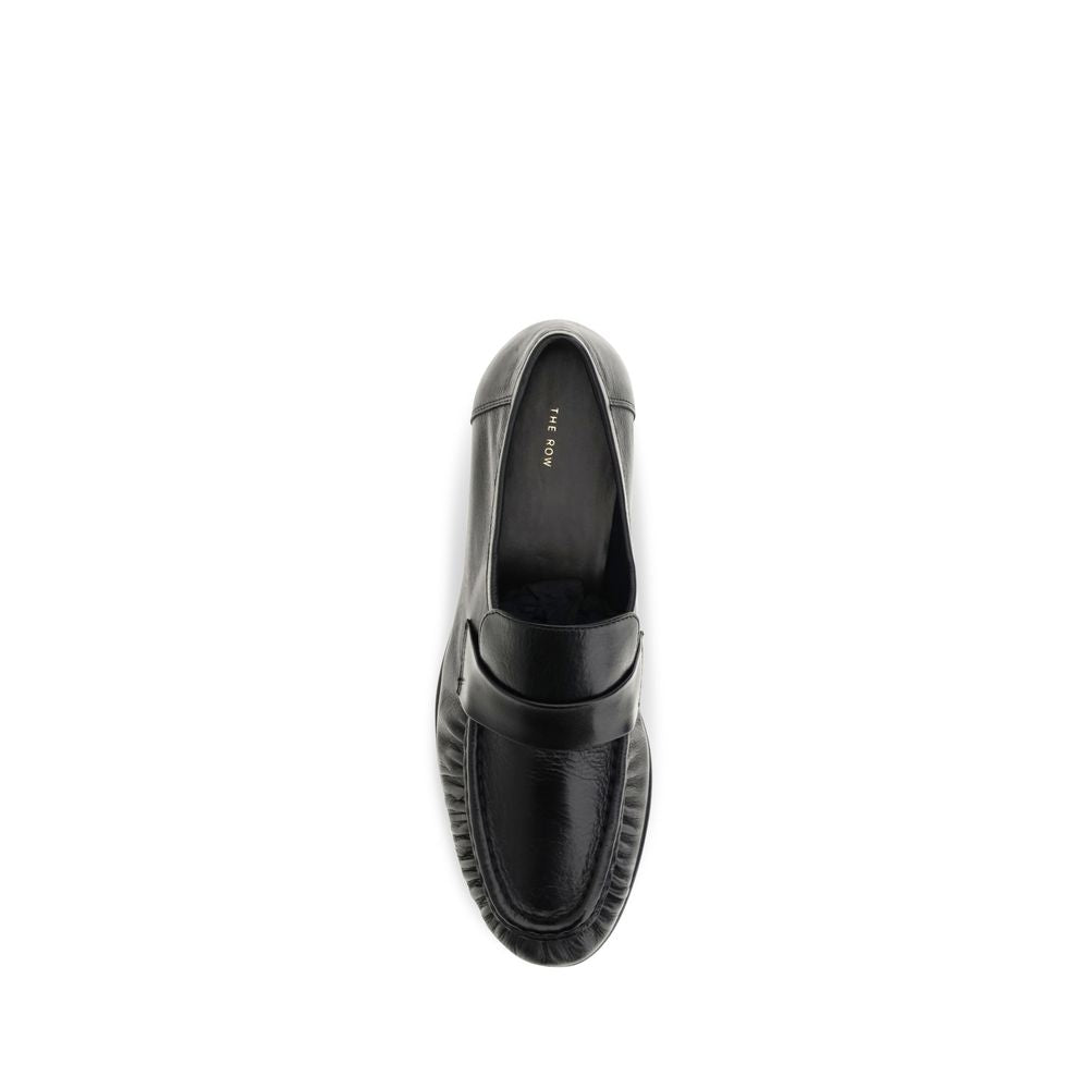 The Row Women's Bos Taurus Calf Nappa & Suede Leather Flat Loafer Slip-On Shoes - Black Natural