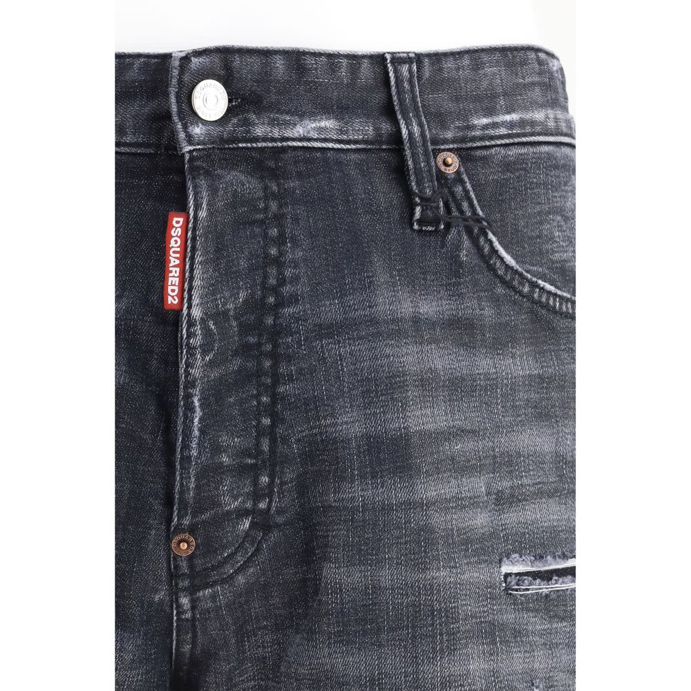 Dsquared² Men's Regular Fit Stretch Denim Cotton Shorts - Black