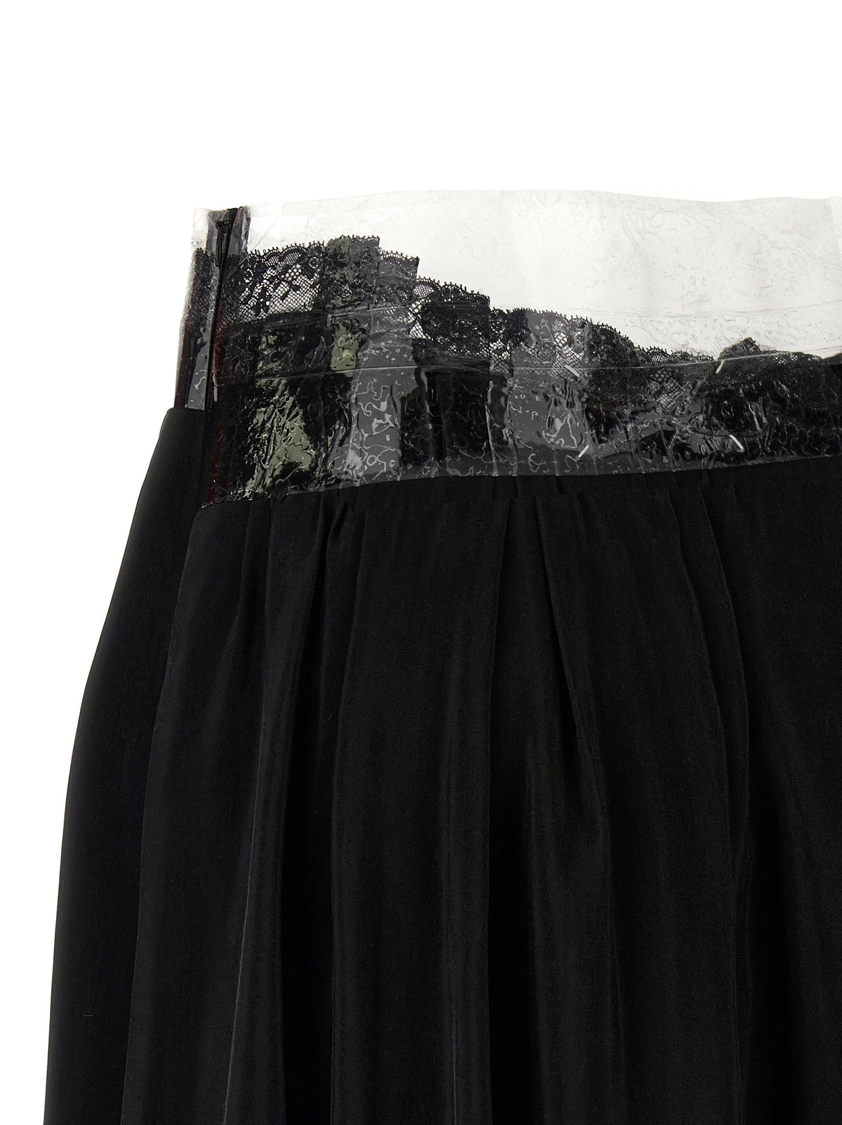 Maison Margiela Four Stitches Ribbon Women's Flared Cupro & Copper Skirt - Black Copper Transparent Signature