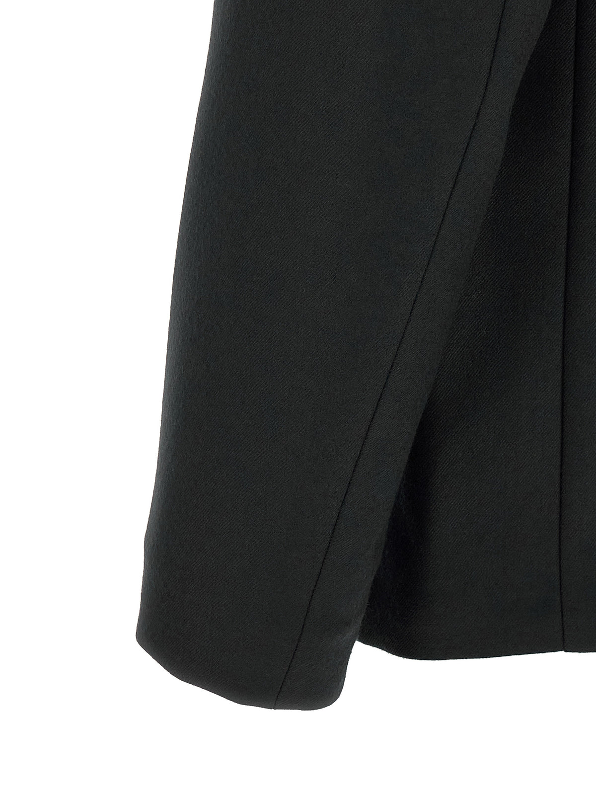 Maison Margiela Essence Four Stitches Grace Men's V Neck Flannel & Virgin Wool Blazer - Black