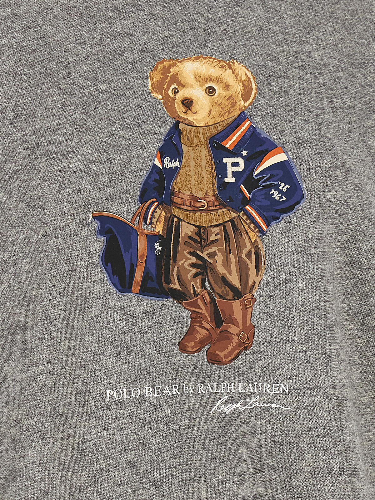 Polo Ralph Lauren Bear Women's Crew Neck Cotton Polyester Activewear Sweatshirt - Gray