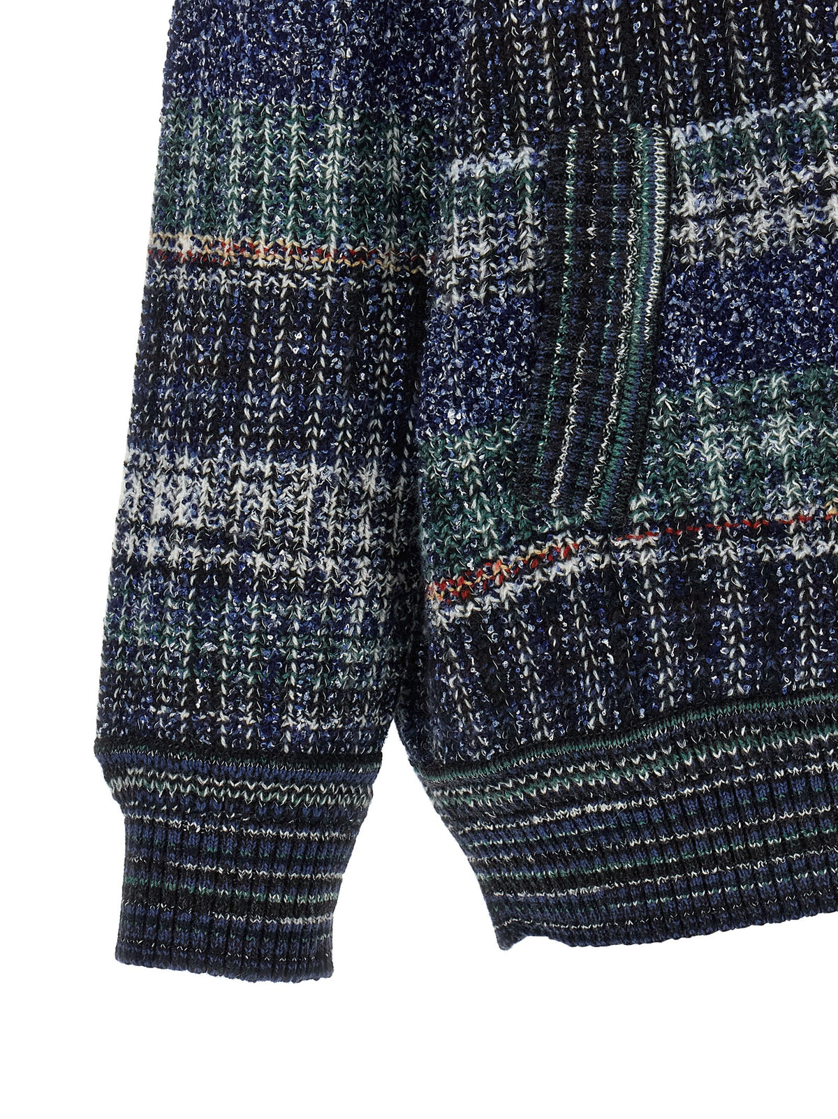 Missoni Women's Oversized Polyamide Viscose Wool Cardigan - Green Navy White Patterned