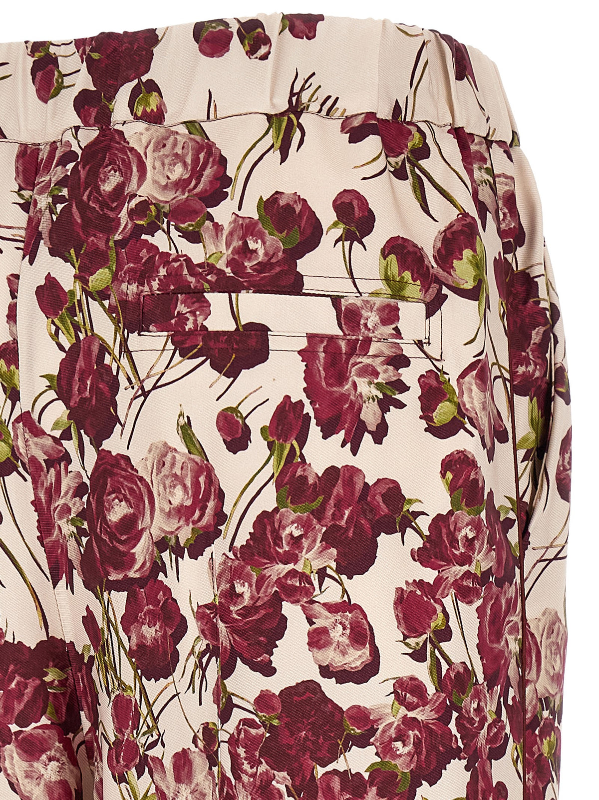 F.R.S. - FOR RESTLESS SLEEPERS Track Women's Viscose Pants - Burgundy Cream Multicolor Floral Print