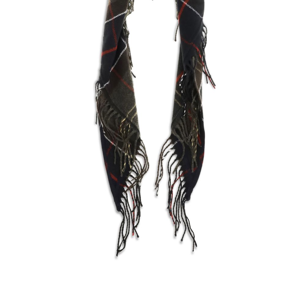 Barbour Merino Wool & Cashmere Shawl Fringes Scarf - Bicolour Multicolor Patterned Tartan