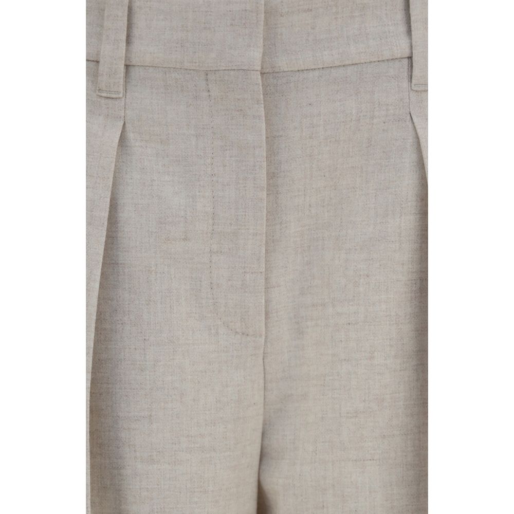 Palazzo Pants by Brunello Cucinelli for women in cashmere & merino wool beige features a polished silhouette with a polished regular-fit & wide, reaching a polished long and finished with a polished .