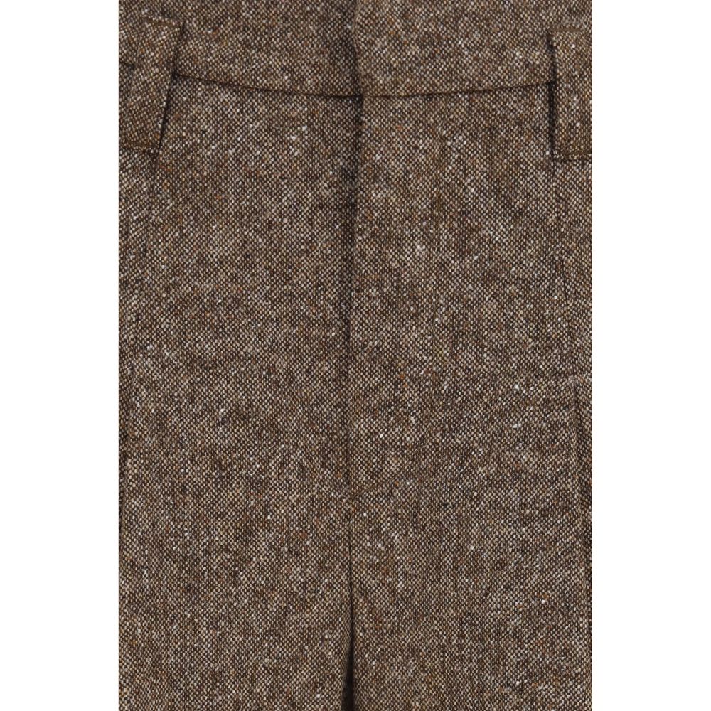 Palazzo Pants by Brunello Cucinelli for women in virgin wool merino wool cupro & polyamide brown & signature features an refined tailoring silhouette, showcasing a premium regular-fit & wide with a and long cut for a refined tailoring look.