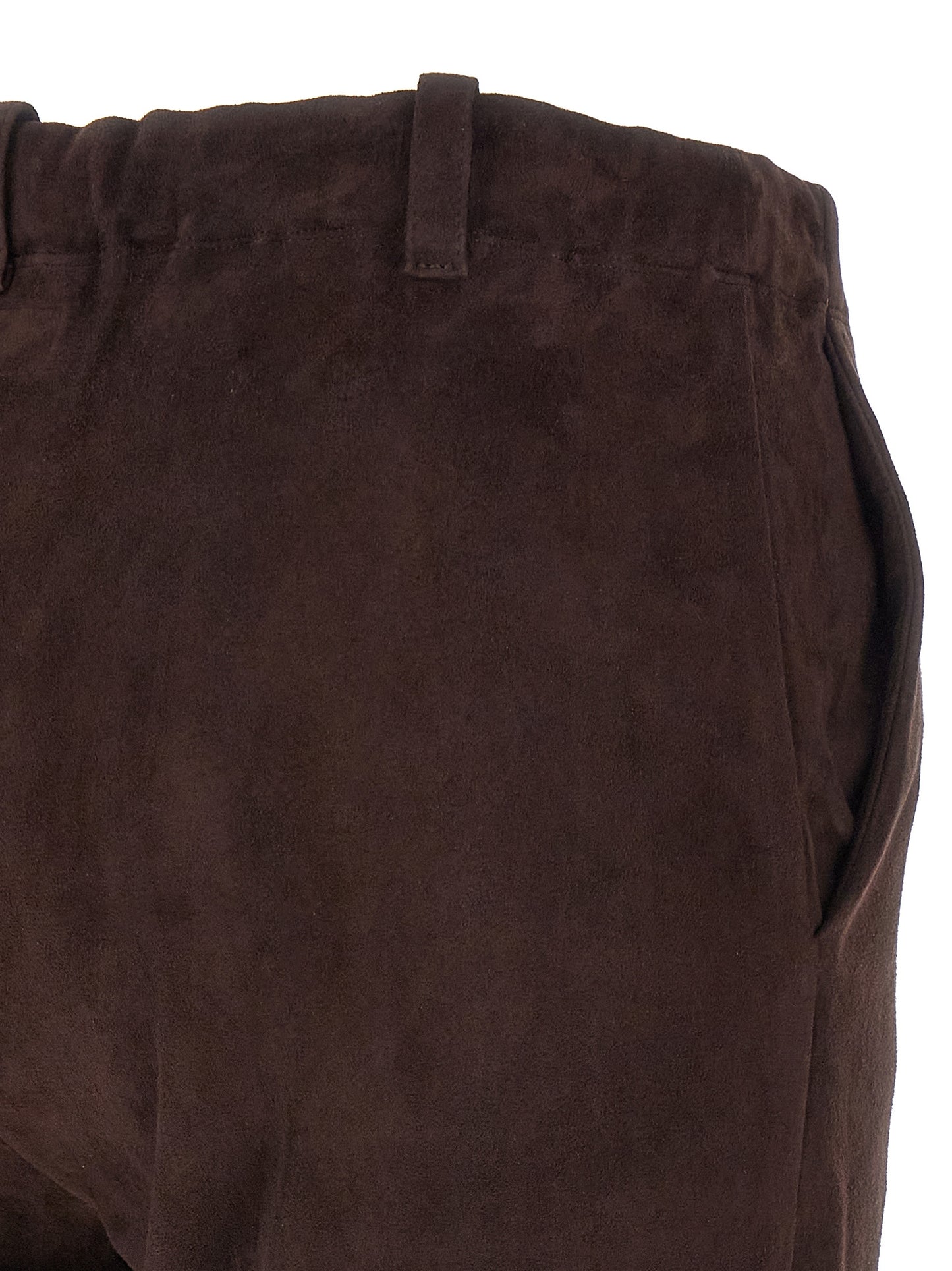 STOULS Women's Straight Leg Suede Lamb Leather Jeans - Brown
