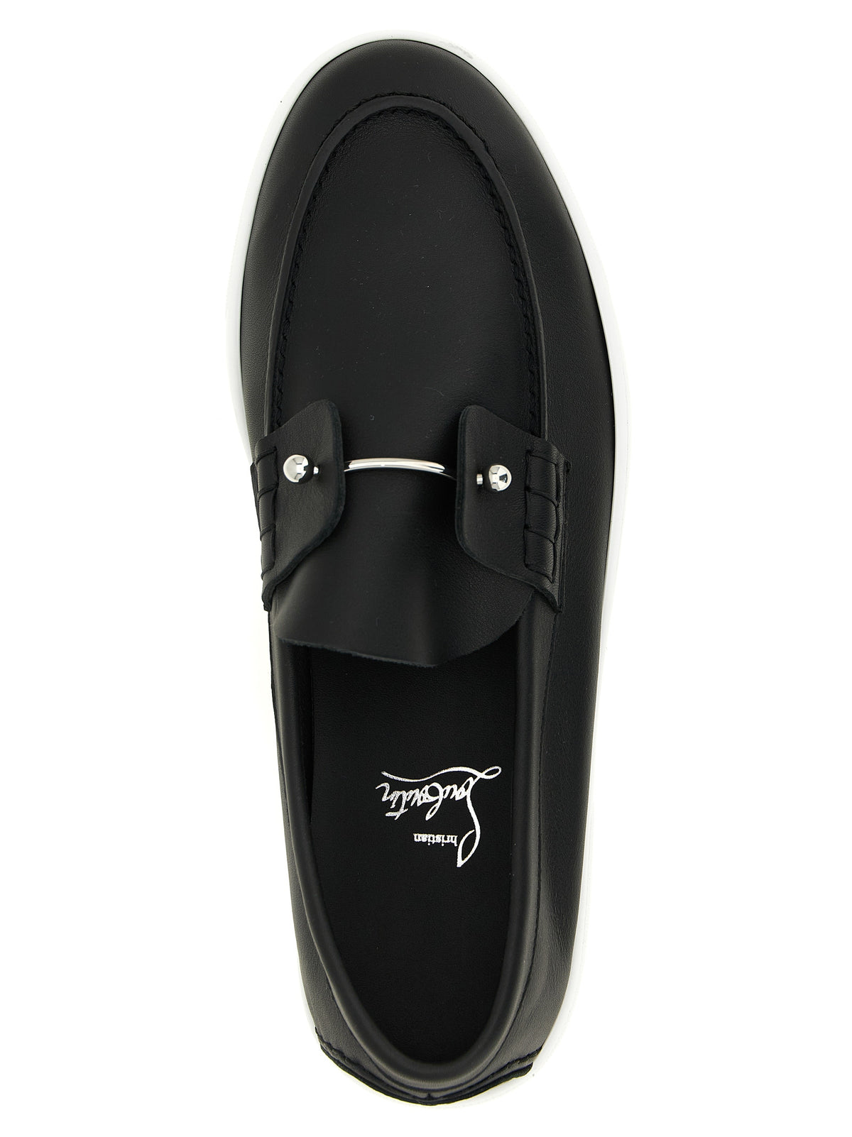 Christian Louboutin Men's Calfskin Leather Loafer Slip-On Shoes - Black
