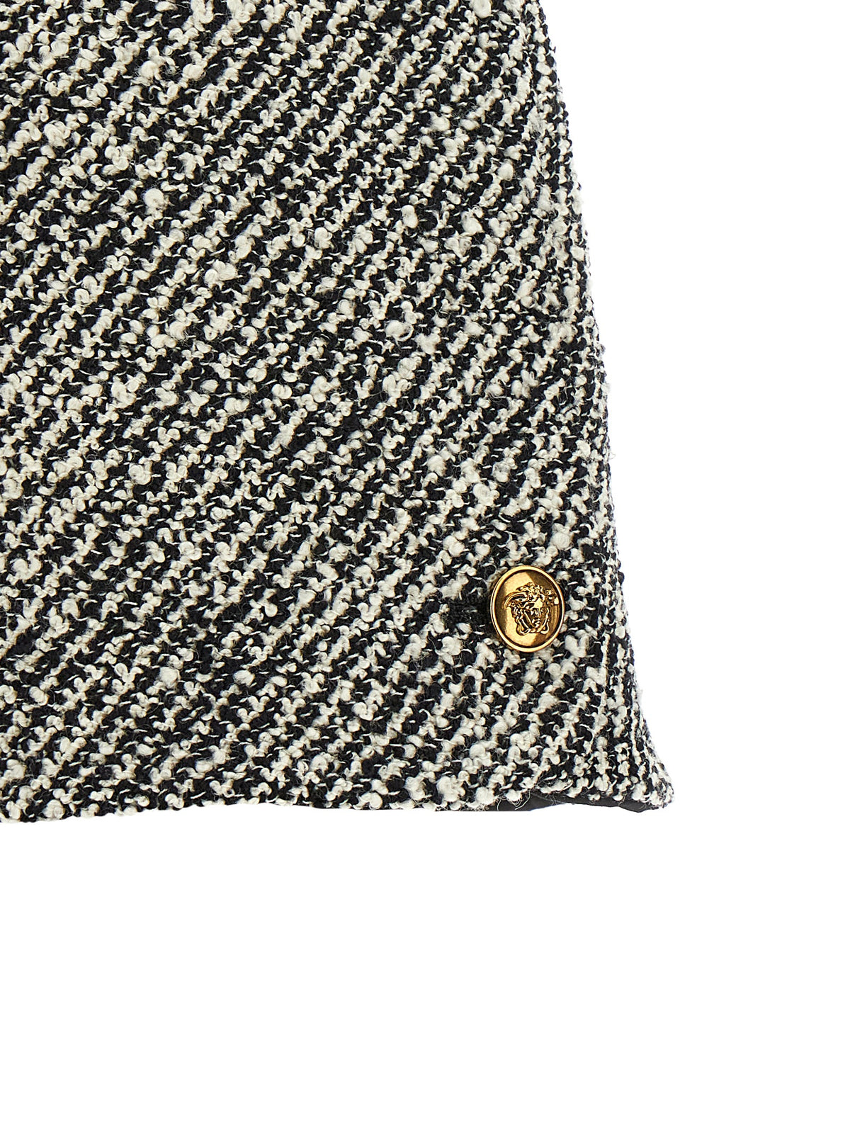 Versace Medusa Women's High Rise Virgin Wool & Nylon Bermuda Shorts - Bicolour Black Gold White Patterned Signature