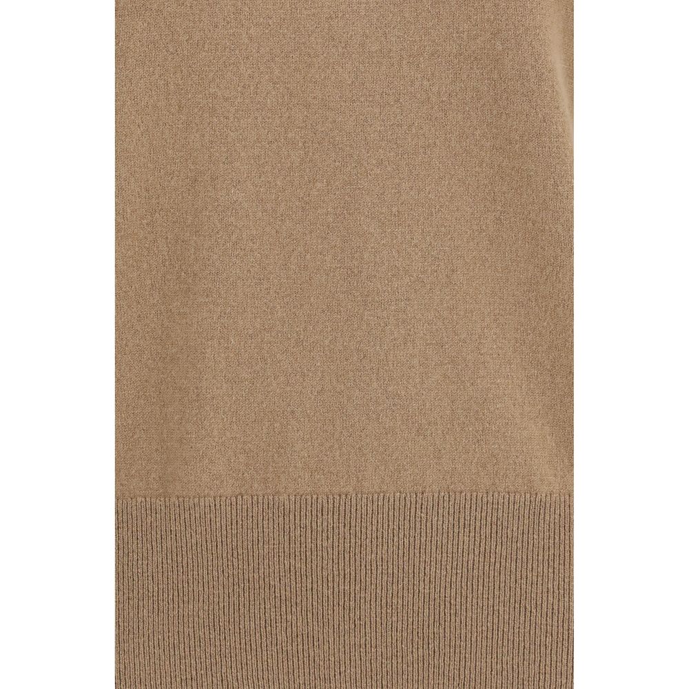 Extreme Cashmere Women's Regular Fit V Neck Nylon Cashmere Sweater - Beige