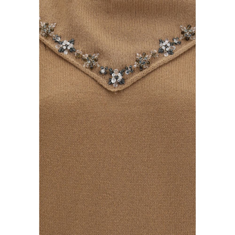 Prada Women's Regular Fit Cashmere Sweatshirt - Brown Floral