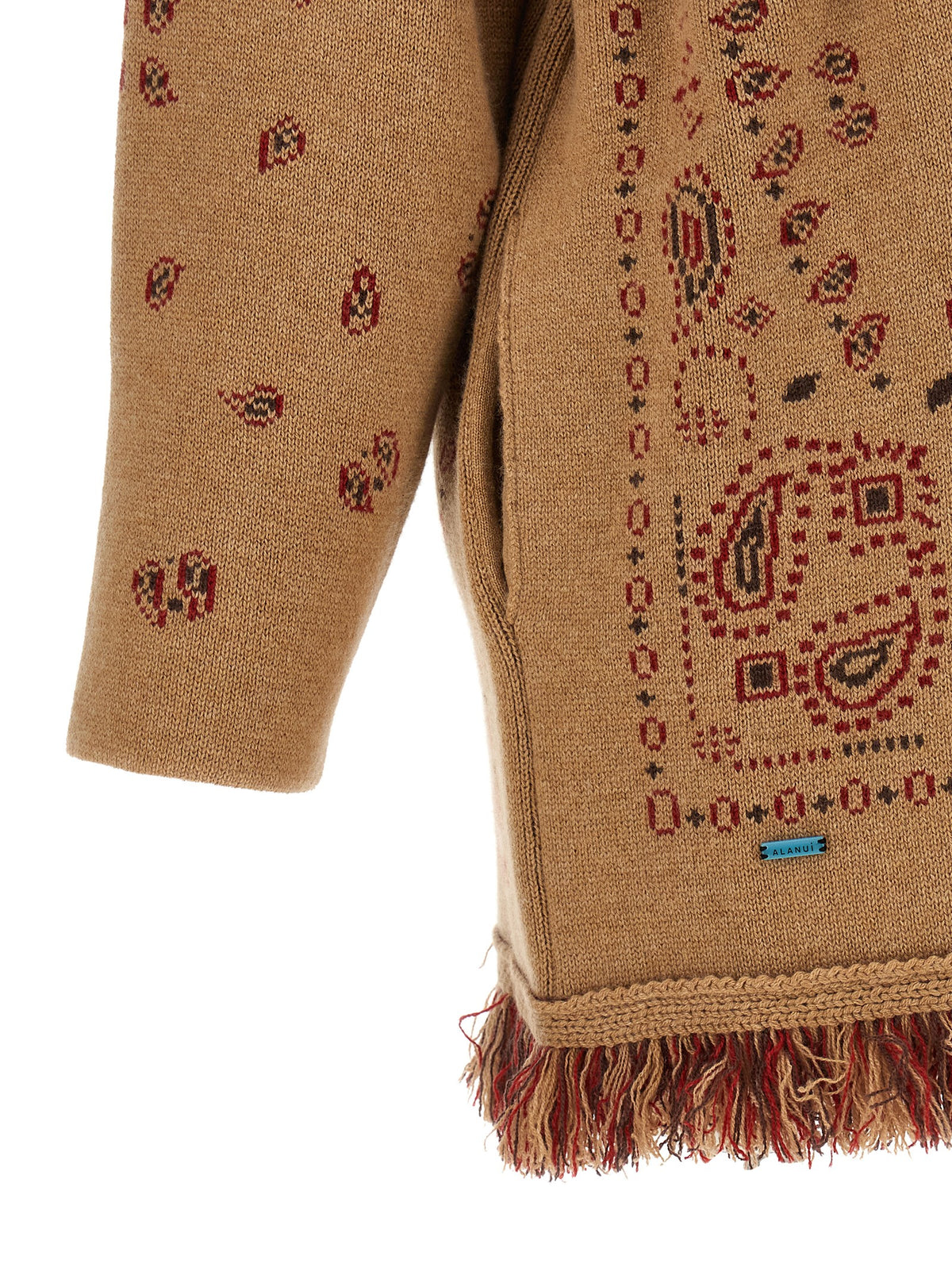 Alanui Icon Women's Relaxed Fit Cashmere Cardigan - Beige Blue Camel Patterned Jacquard