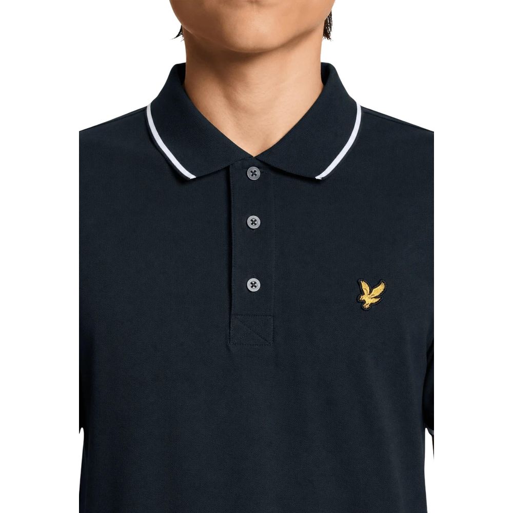 Polo Shirt by Lyle & Scott for men in stretch cotton blue showcases a sharp silhouette, detailed with a refined and sharp for a sophisticated finish.