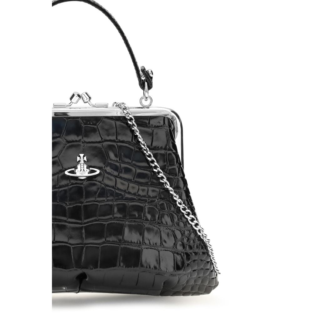 Vivienne Westwood Granny Orb Polyurethane & Bos Taurus Calf Leather Frame Shoulder Bag - Black