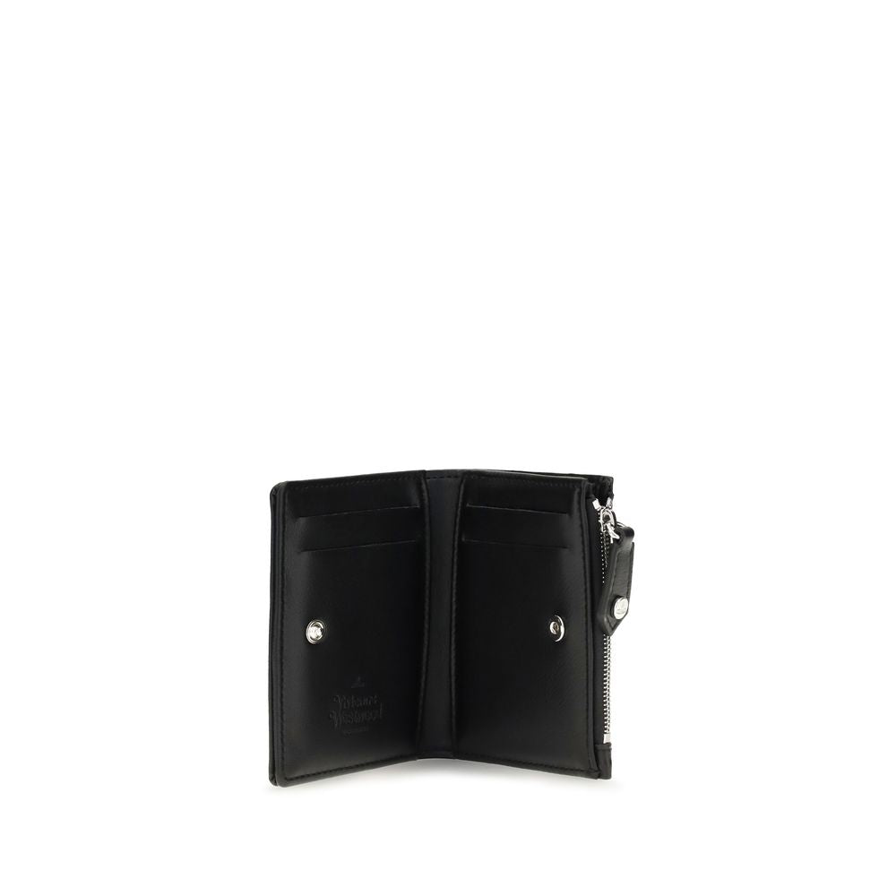 Vivienne Westwood Bos Taurus Calf Leather Cardholder Wallet - Black Silver