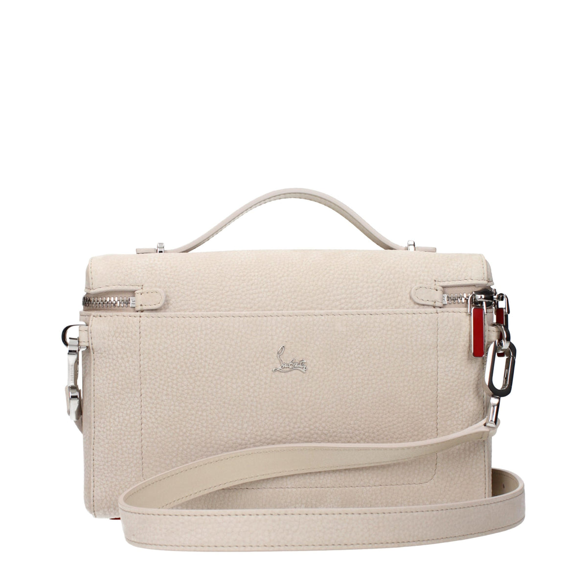 This Handbag by Christian Louboutin for women in suede leather and beige presents a sculptural silhouette featuring a secure , ample , and versatile adjustable-strap for a sculptural finish.