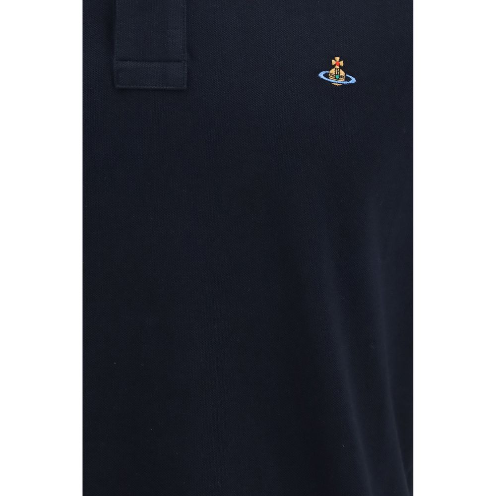 Vivienne Westwood Orb Men's Straight Regular Fit Cotton Polo Shirt - Blue Multicolor Striped
