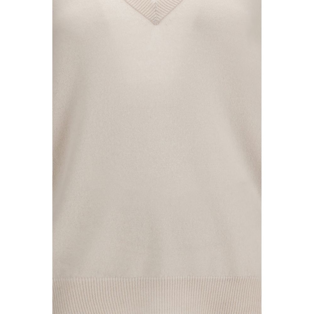 Extreme Cashmere Women's Regular Fit V Neck Cashmere Sweater - Beige