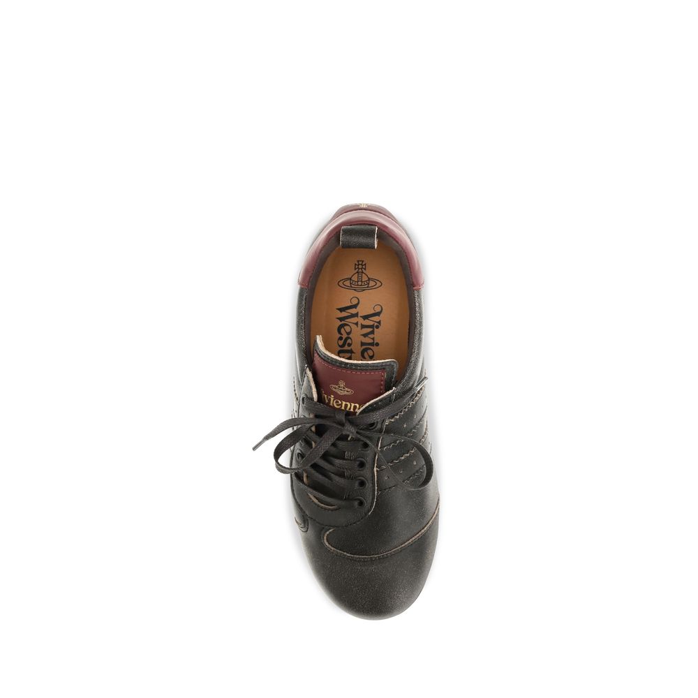 Vivienne Westwood Orb Women's Fashion Distressed Bos Taurus Calf Leather Sneakers - Black Print