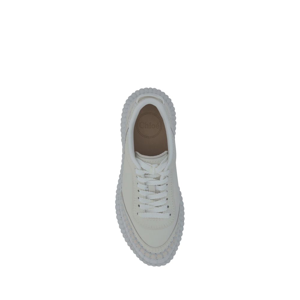 Chloé Women's Casual Bos Taurus Calf Leather Sneakers - White Monogram