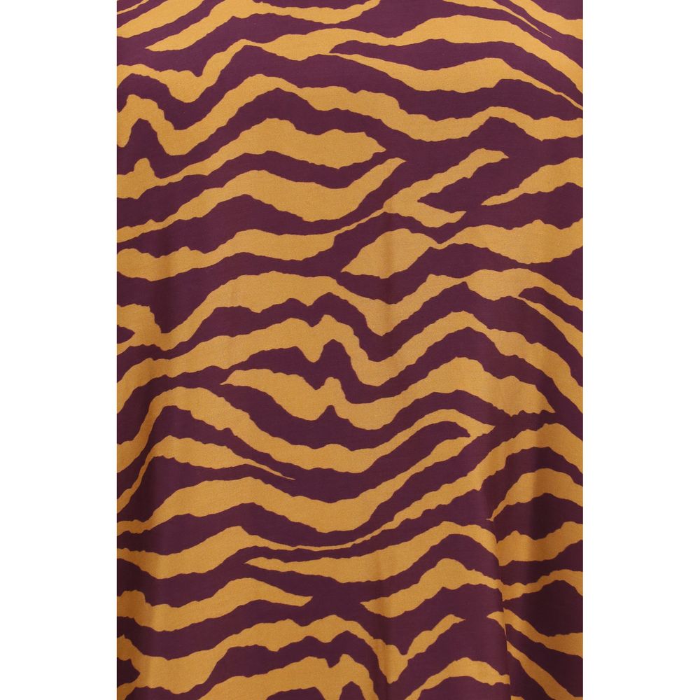 Kristina Ti Women's Regular Fit High Collar Silk & Viscose Blouse - Orange Print