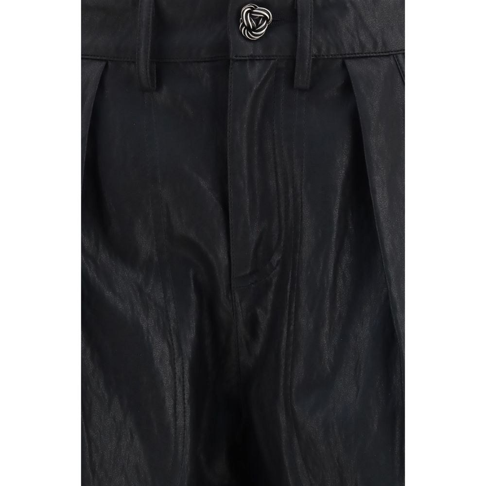 Kristina Ti Women's Straight Leg Regular Fit Faux Leather Casual Pants - Black