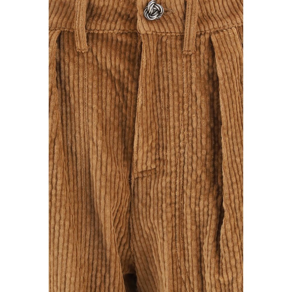 Kristina Ti Women's Straight Leg Regular Fit Modal Cotton Corduroy Casual Pants - Brown