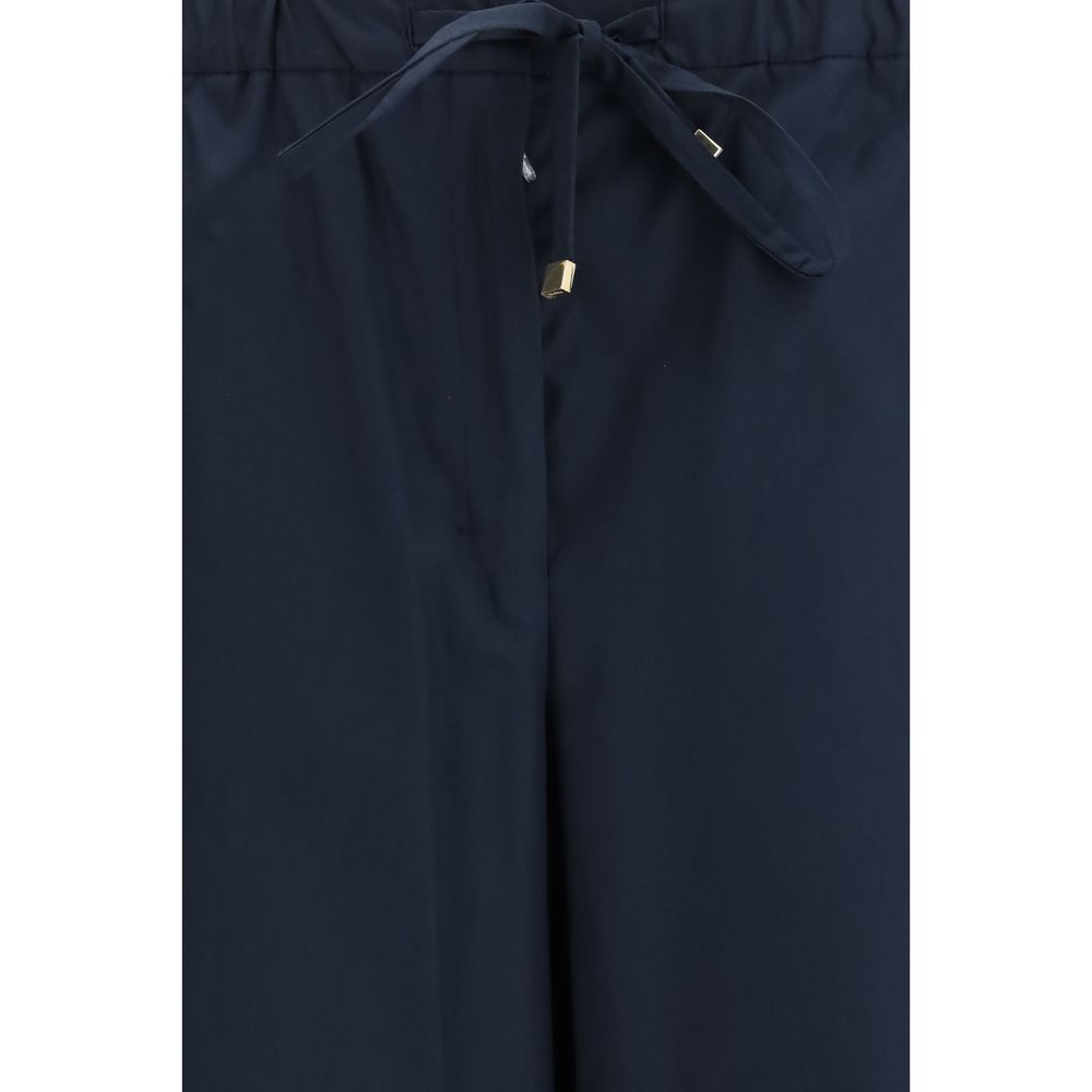 S Max Mara Women's Regular Fit Wide Mid Rise Cotton Casual Pants - Blue