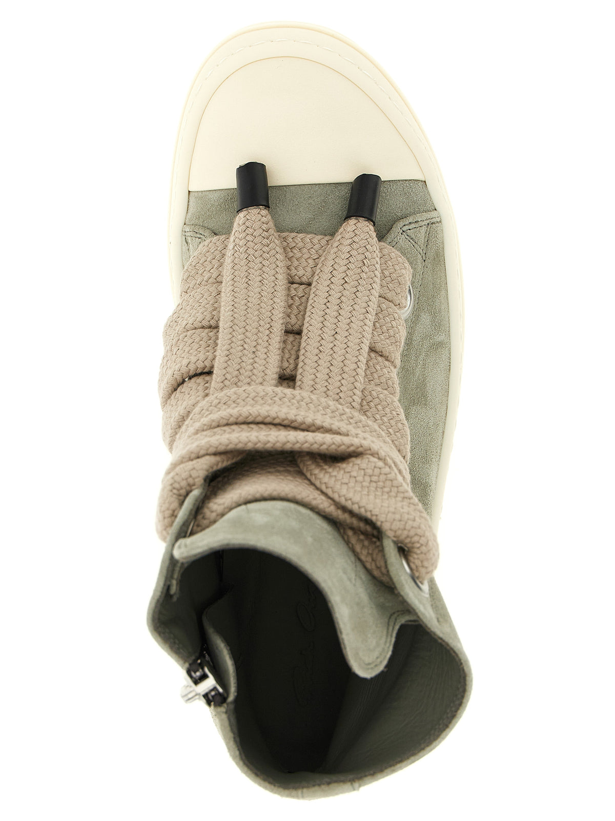 Rick Owens Women's High Top Suede Calfskin Leather Sneakers - Bicolour Green Silver