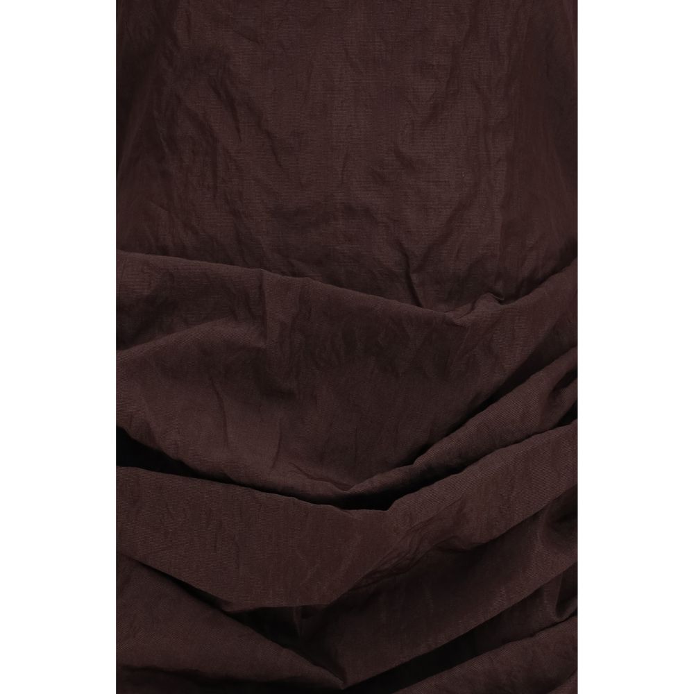 Magda Butrym Women's Short-Sleeve High Collar Cotton Short Mini Dress - Brown
