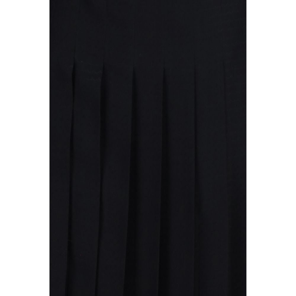 Fendi Women's Shirt Long-Sleeve Silk Long Dress - Black Pearl Patterned Jacquard