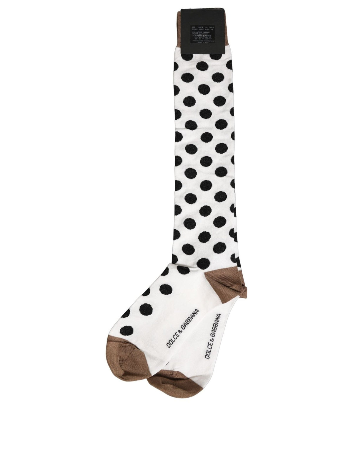 Socks by Dolce & Gabbana for men in nylon cotton & calf leather black, white & patterned features a nuanced silhouette, showcasing the nuanced Men's Nylon Cotton & Calf Leather Socks design with a refined, premium finish.