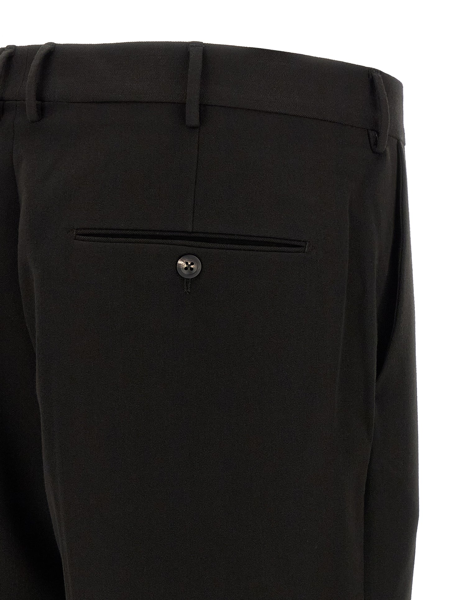 CELLAR DOOR Men's Straight Stretch Polyester & Viscose Trousers - Black