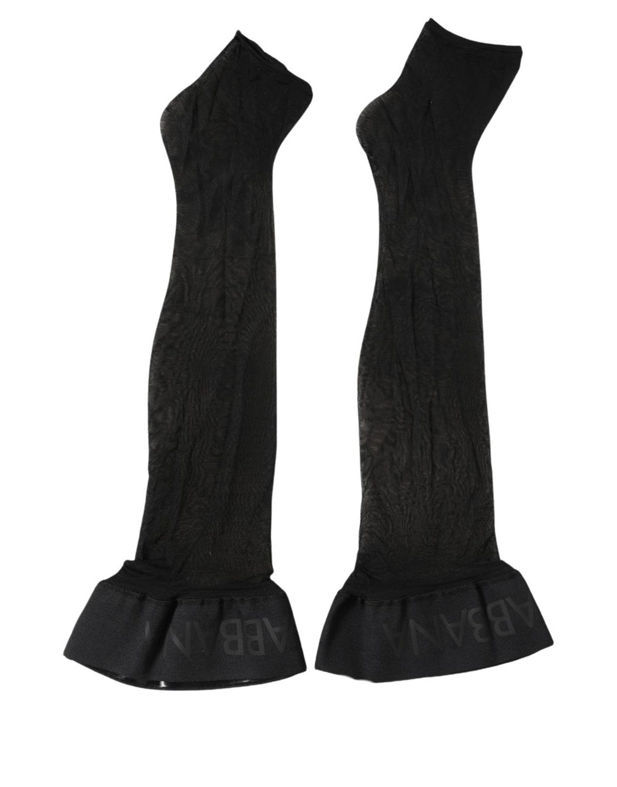 Socks by Dolce & Gabbana for women in calf leather & nylon black features a snug silhouette, artfully capturing the essence of the snug Women's Calf Leather & Nylon Socks design for a sophisticated look.