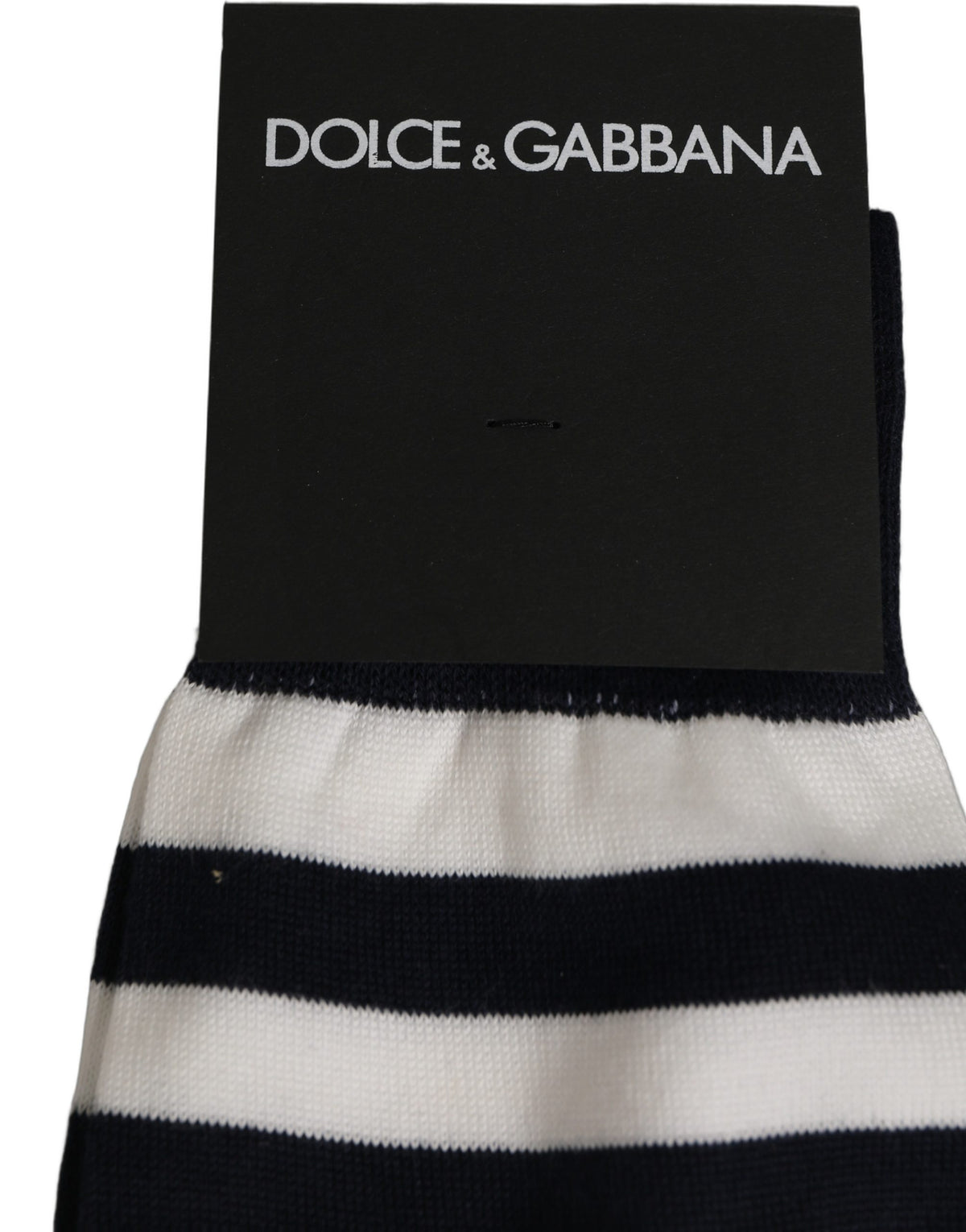 Dolce & Gabbana Women's Nylon Cotton & Calf Leather Socks - Black White Patterned Striped