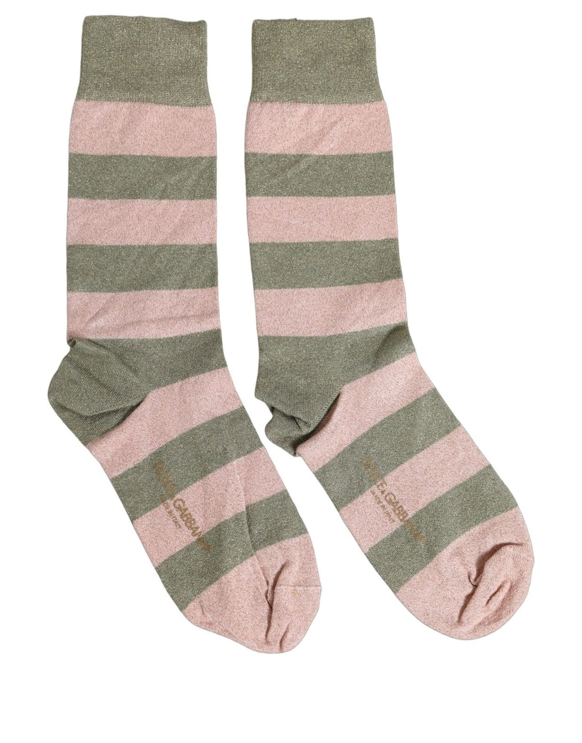 Socks by Dolce & Gabbana for women in nylon polyester viscose & calf leather gray, pink & striped features a snug silhouette, artfully capturing the essence of the snug Women's Nylon Polyester Viscose & Calf Leather Socks design for a sophisticated look.