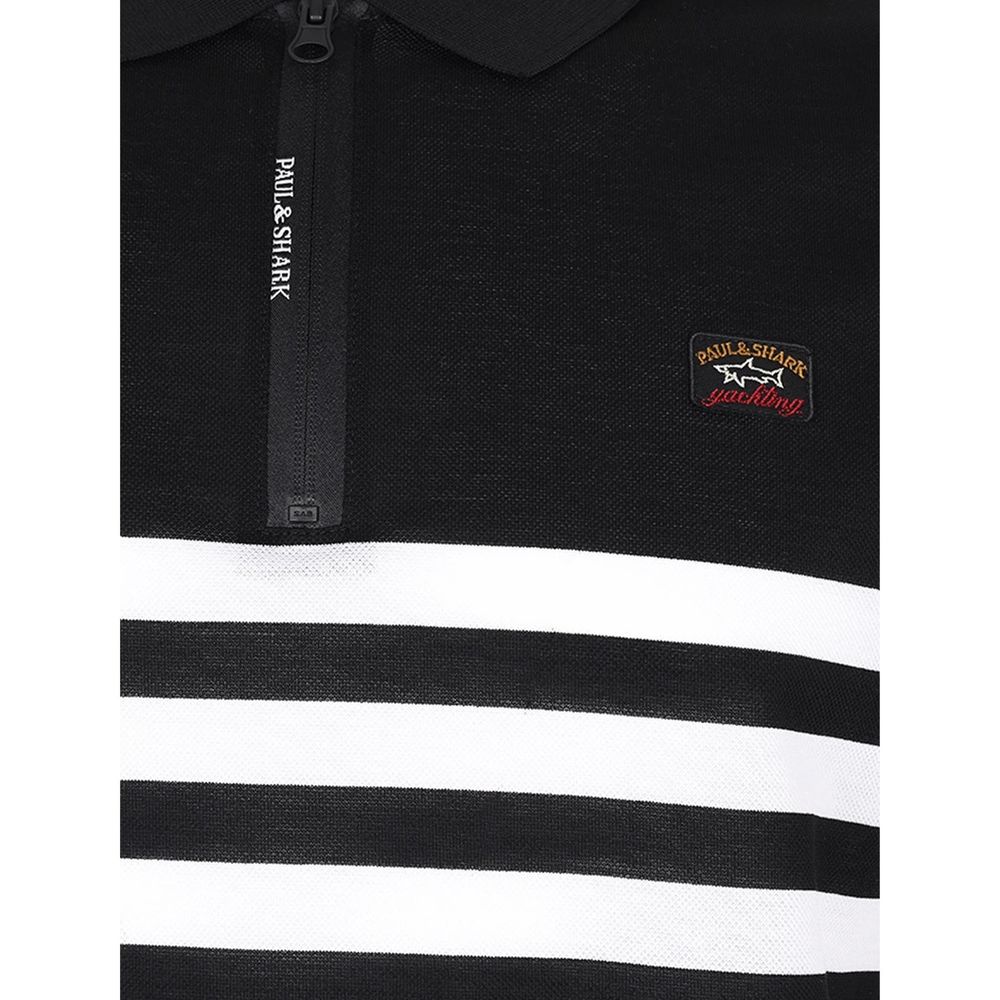 Polo Shirt by Paul & Shark for men in cotton black & print presents a crisp silhouette, artfully detailed with a crisp and crisp .