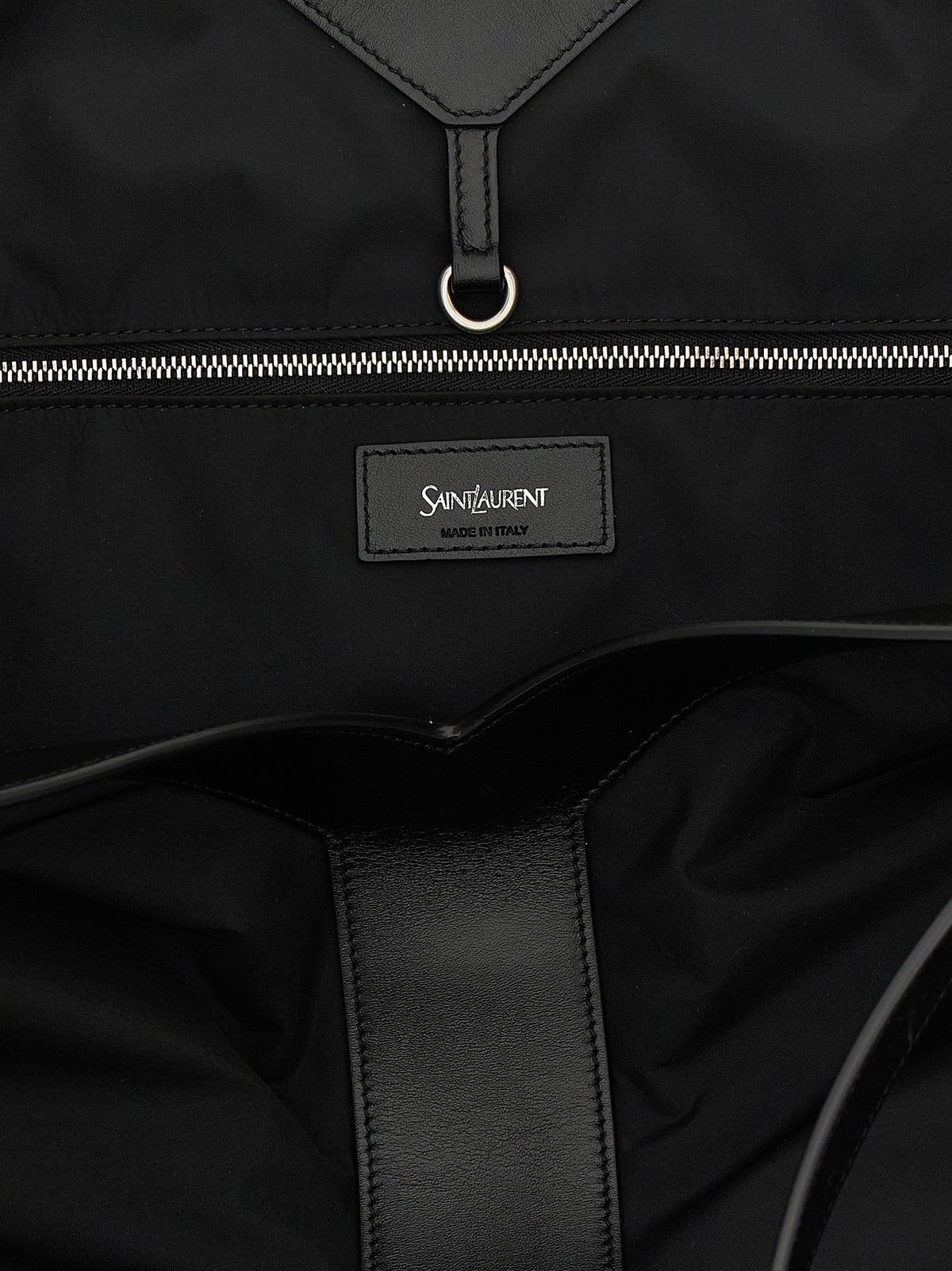 Saint Laurent City Bos Taurus Calfskin Leather & Polyamide Large Tote Bag - Black