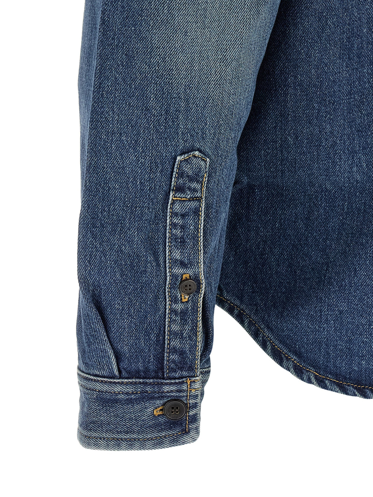 Saint Laurent Cassandre Men's Denim Cotton Shirt - Blue