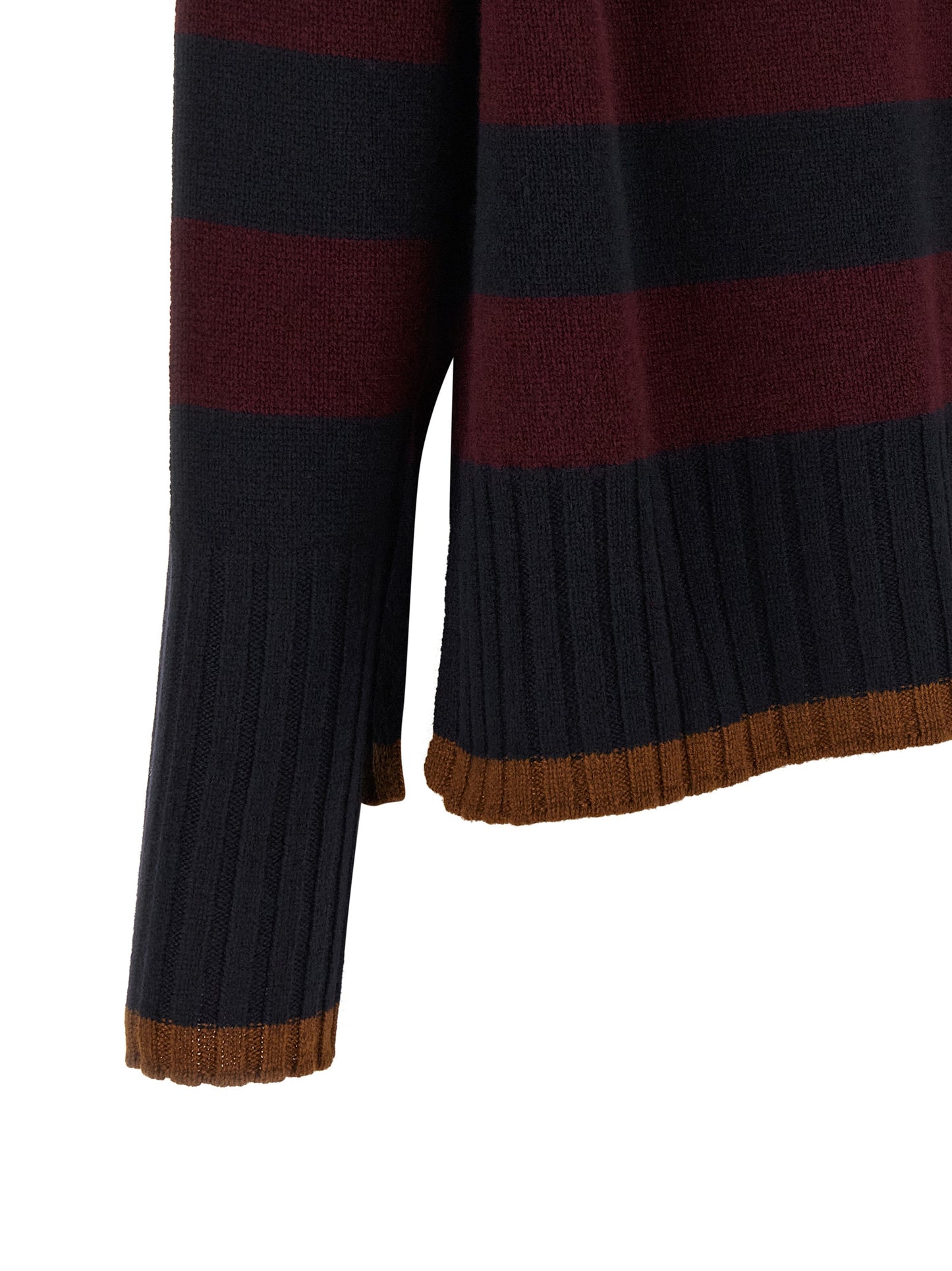 BE YOU Women's Relaxed Fit Wide Crew Neck Cashmere Cardigan - Bordeaux Burgundy Camel Navy Striped