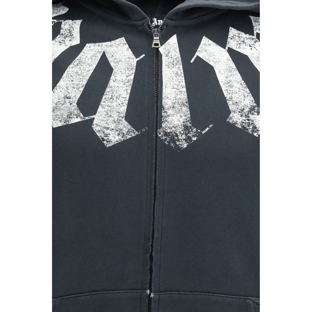 Palm Angels Men's Relaxed Fit Regular Oversized Cotton Sweatshirt Hoodie - Black