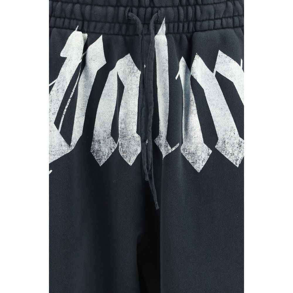 Palm Angels Men's Relaxed Fit Regular Wide Cotton Jogger Sweatpants - Gray Print