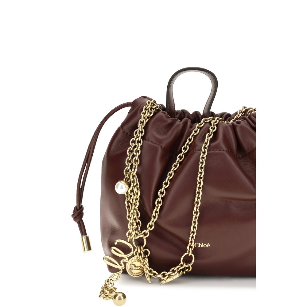 Chloé Icons Bos Taurus Nappa Leather Compact Drawstring Shoulder Bag - Gold Signature