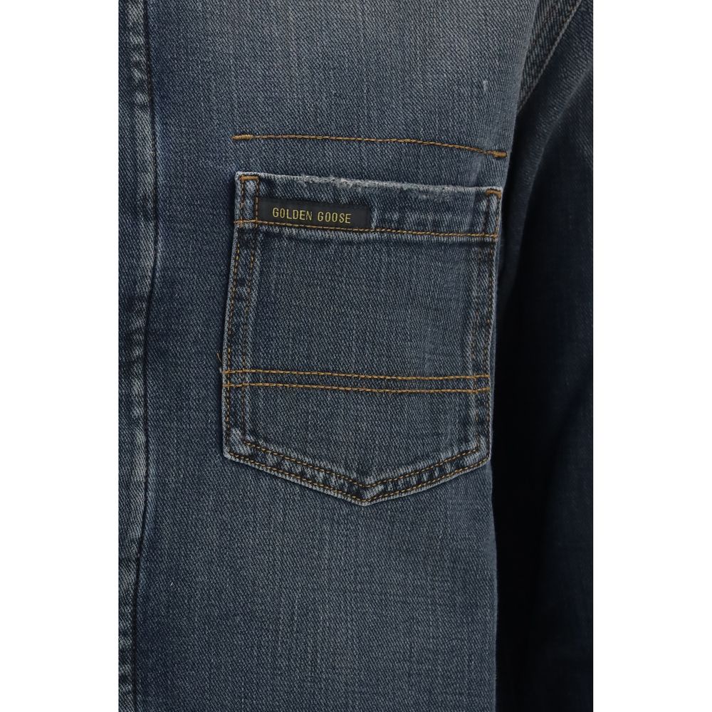 Golden Goose Men's Regular Fit Denim Cotton Shirt - Blue