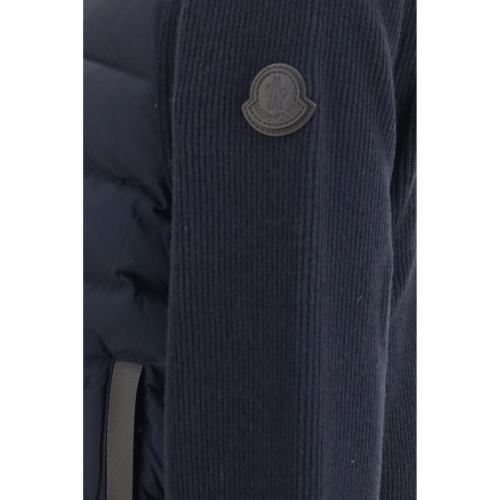 Moncler Men's Regular Fit Wool Cashmere & Duck Down Cardigan - Blue
