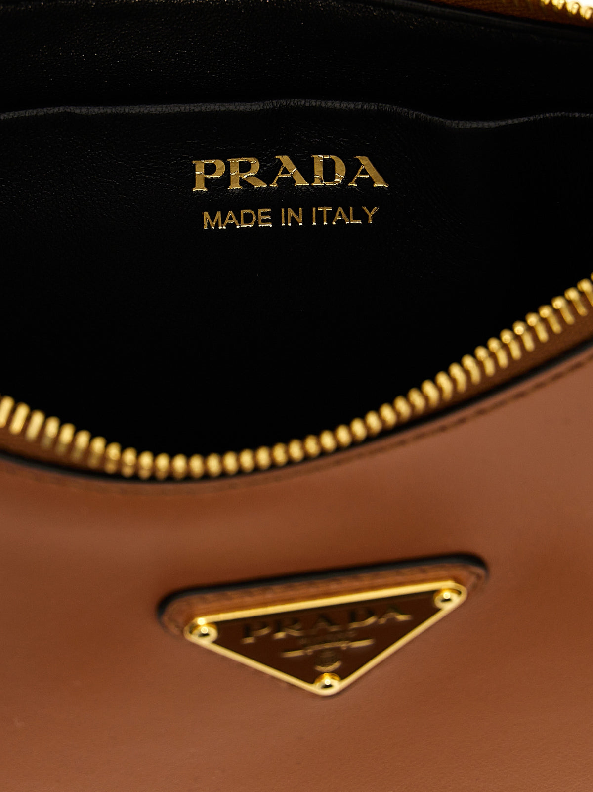 Prada Calfskin Leather Shoulder Bag - Brown