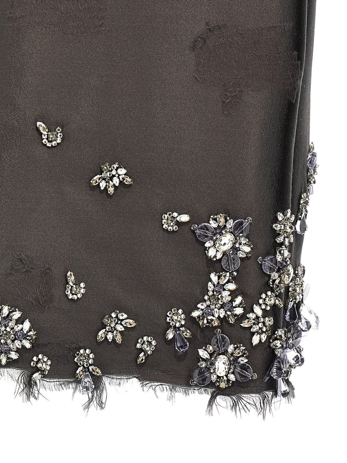Skirt by Prada for women in wool & silk gray showcases a sultry silhouette, elegantly defined by its midi and the sophisticated sultry design of the Essence Women's Wool & Silk Midi Skirt.