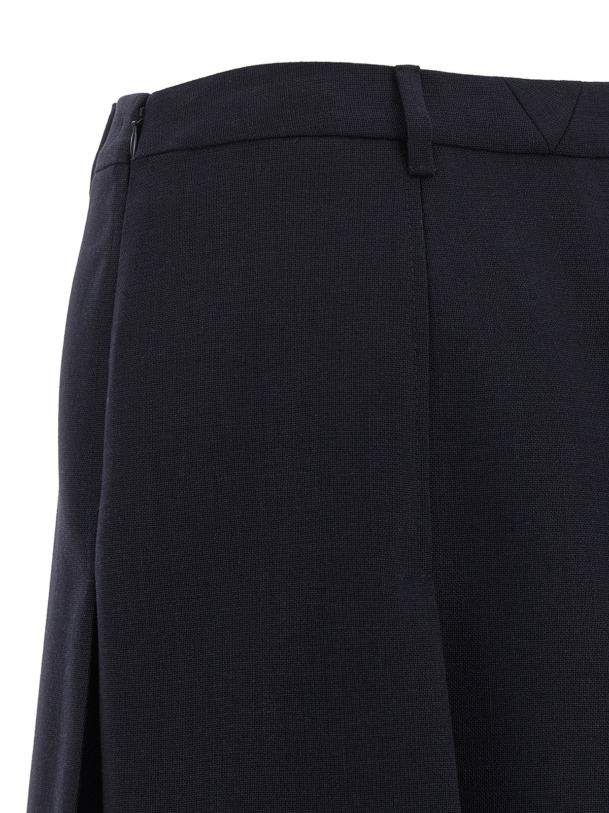 Prada Waves Women's Flared Virgin Wool Midi Skirt - Blue